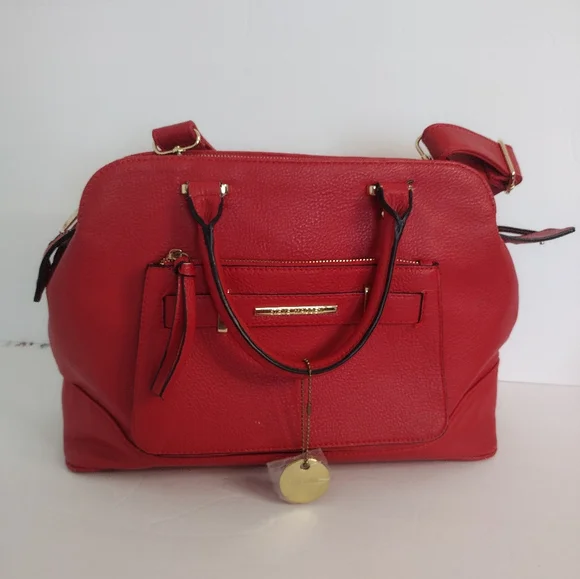 Steve Madden Leather Red Handbag Purse Crossbody Bag New - Picture 2 of 7